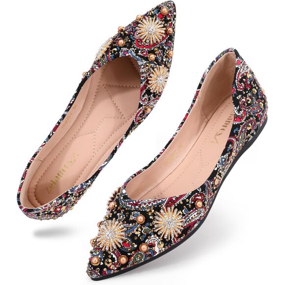 🆕Women's Gold Flats Shoes Comfort Ballet Outsole Ankle Strap Shoes - Picture 2 of 7